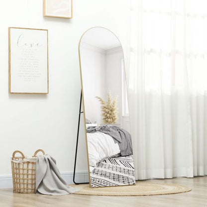 Homcom Floor Mirror Wall Mount Leaning Standing Mirror 50 x 150cm Gold Tone