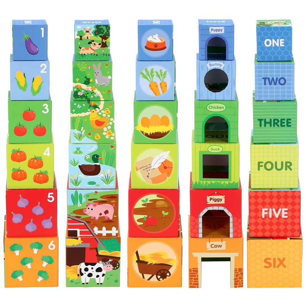 SOKA Stacking Cubes-6 Friends in Farm 0000269