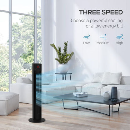 HOMCOM Oscillating Tower Fan - Cooling, Ice Pack, Water Tank, Child Lock