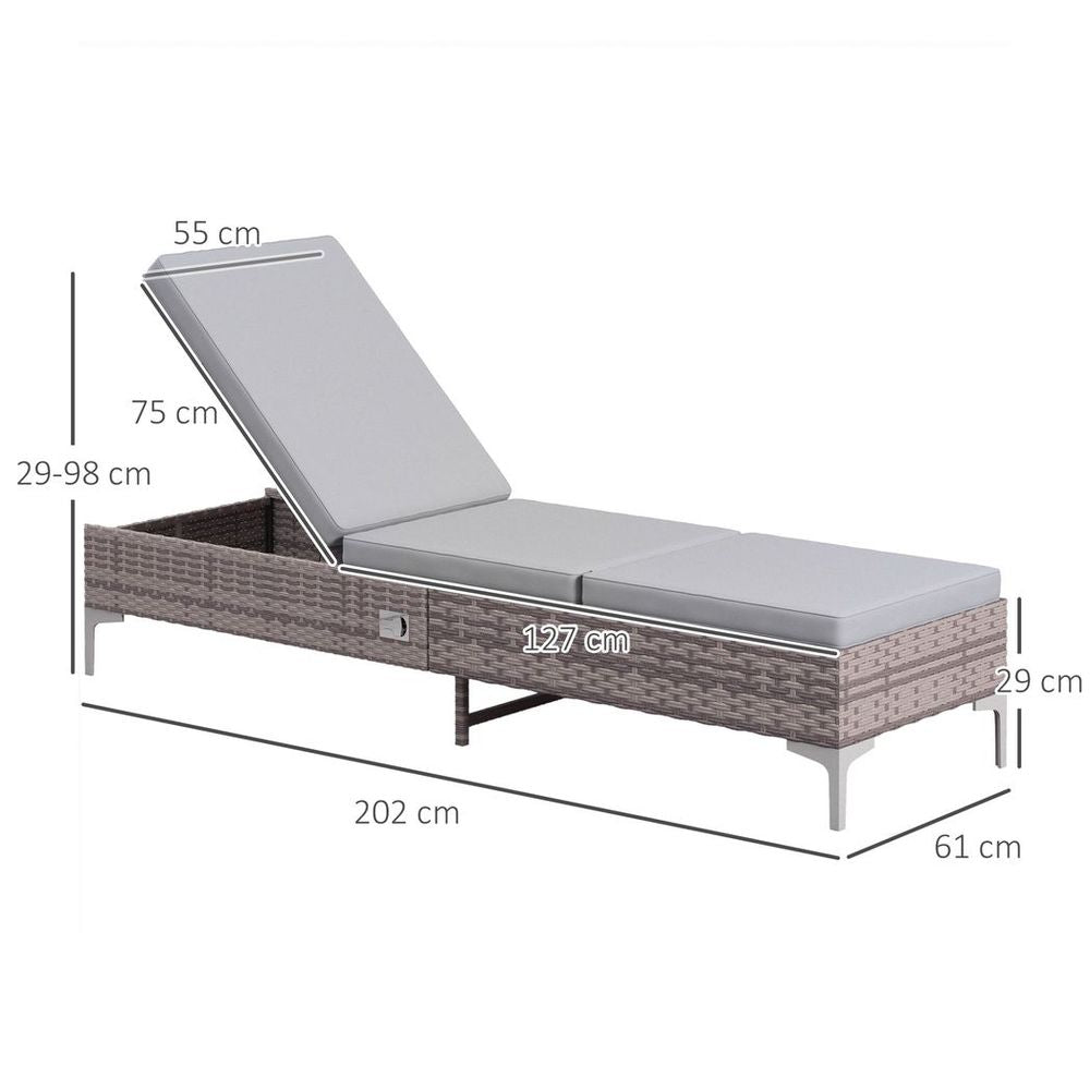 Outsunny Rattan Sun Lounger - Perfect for Outdoor Relaxing