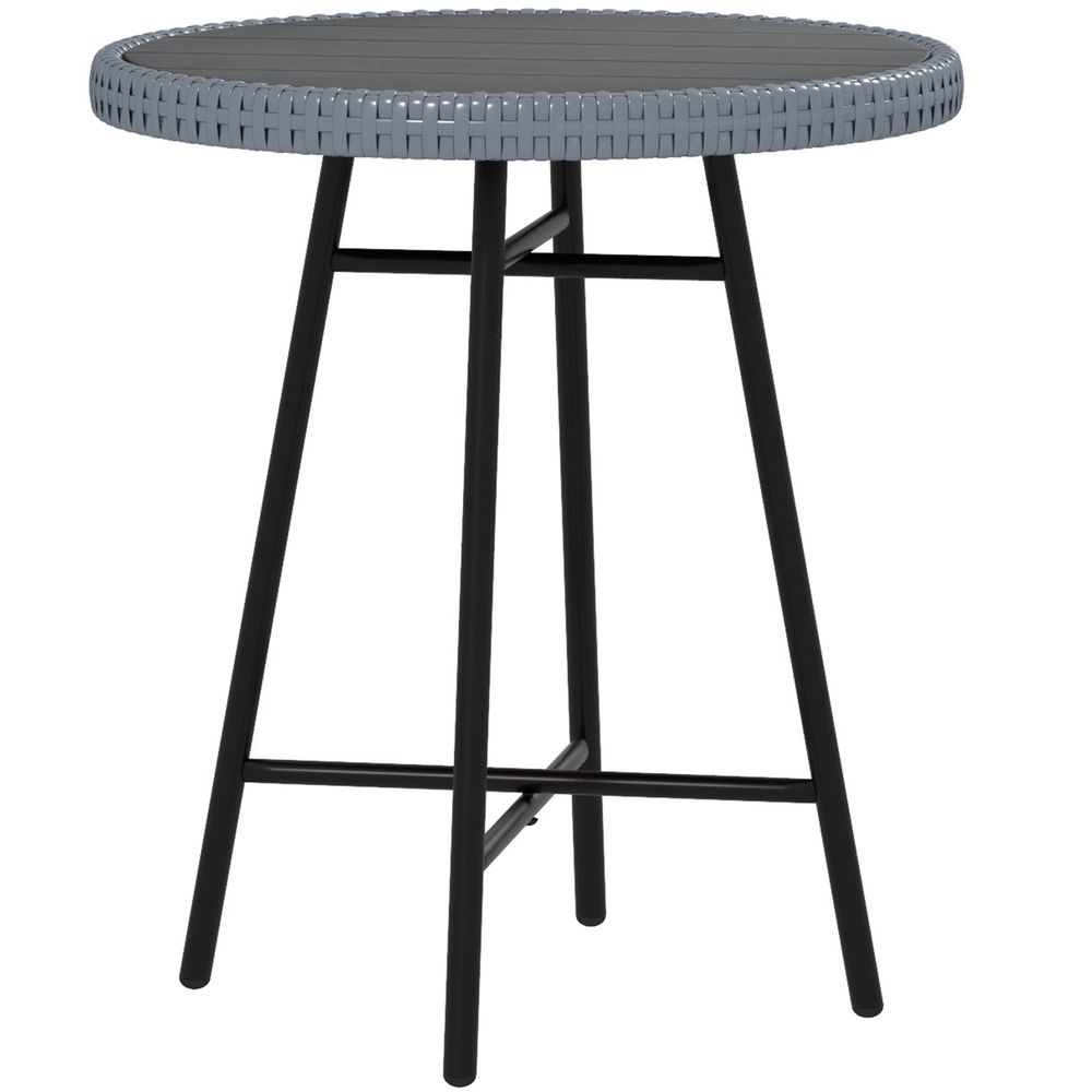 Outsunny PE Rattan Side Table - Indoor/Outdoor/Balcony/Patio - Grey