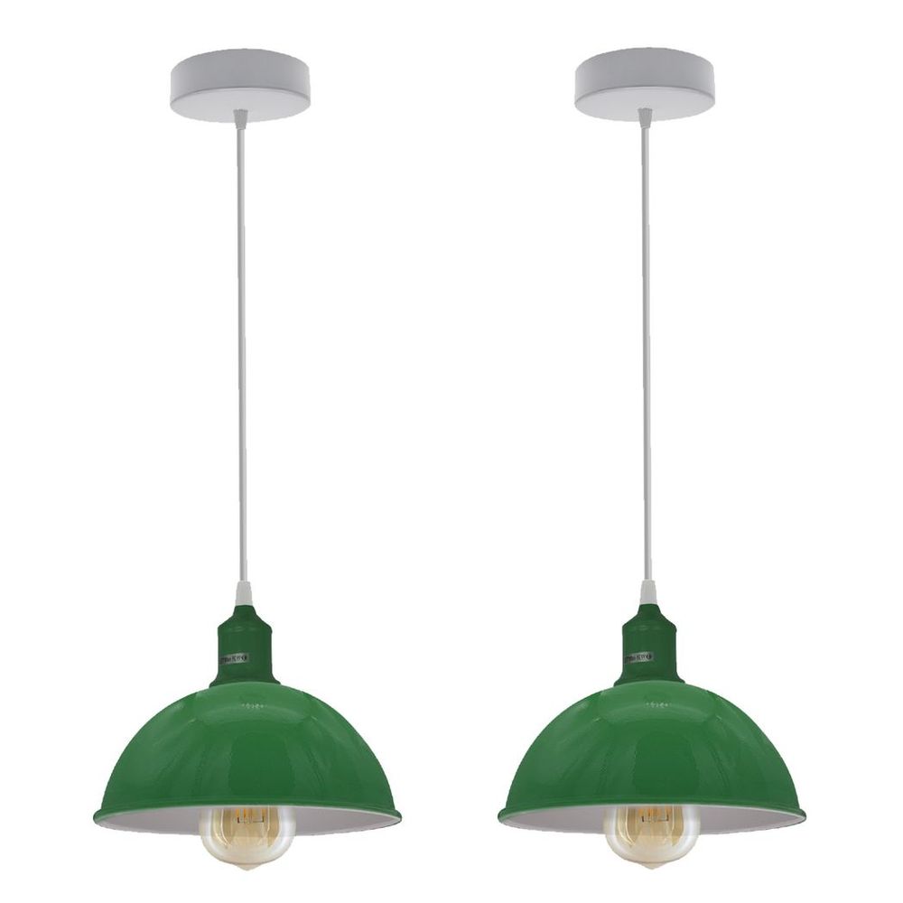 Stunning Dome Shaped Pendant Lights: 2-Pack Loft Style Metal Lamp Shades, Spray Painted Finish