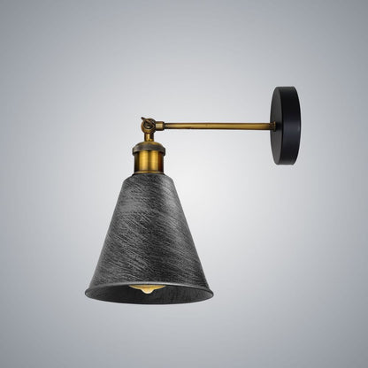 Vintage Industrial Brushed Silver Wall Sconce - Metal Wall Light - Long Arm Neck Mount - Easy Fit - High Quality