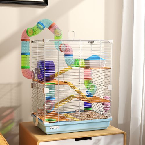 Pawhut 5 Tier Hamster Cage Carrier Habitat w/ Exercise Wheels