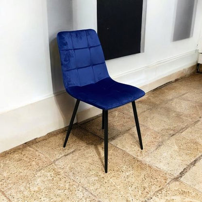 BLUE FABRIC CHAIR BLACK METAL LEGS