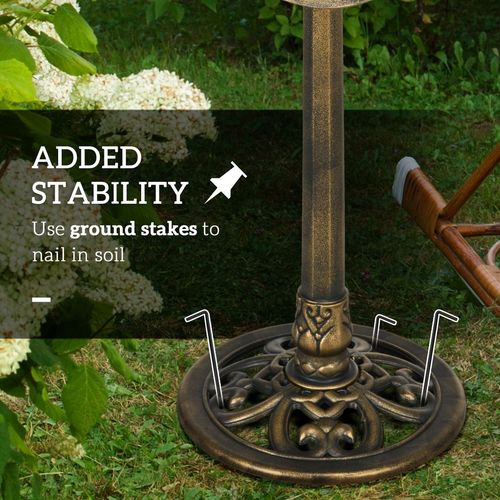 Outsunny Bird Bath for Garden, Birdbath with Lotus Leaf Basin, Bronze Tone