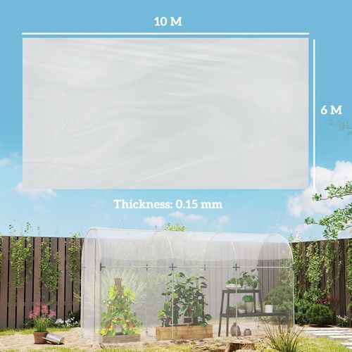 Outsunny 6 X 10m UV Resistant Waterproof Plastic Polytunnel Cover, Clear