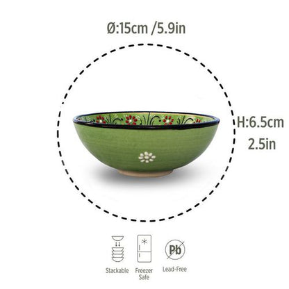 Handmade Ceramic Bowl Mexican Green 15cm