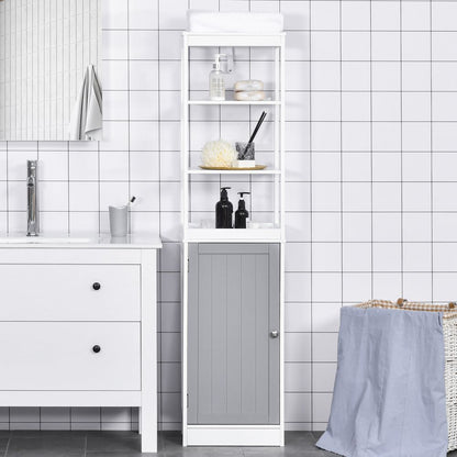 kleankin Tall Bathroom Cabinet Free Standing Slimline Cupboard Tallboy Unit Storage Organiser for Bathroom, Living Room, Kitchen