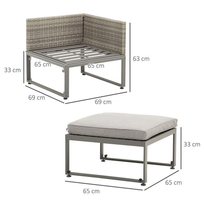 Outsunny 3-in-1 Chair Coffee Table Lounger Seater Sofa