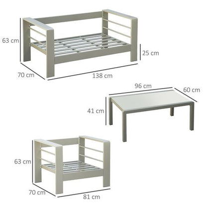 4 PCs Aluminium Garden Furniture Set w/ Thick Padded Cushion
