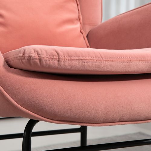Homcom Velvet Rocking Chair with Lumbar Pillow for Living Room Bedroom