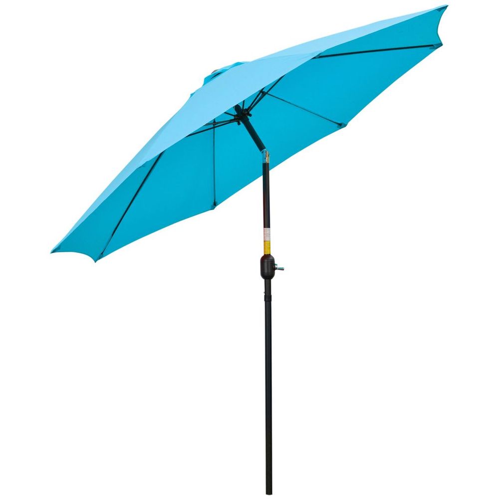 Premium Outsunny 2.6M Patio Umbrella - Sunshade Canopy w/ Tilt and Crank - High-Quality & Durable - Blue