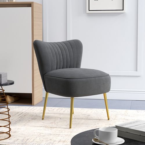 HOMCOM Accent Chair Wingback Armless Chair for Bedroom