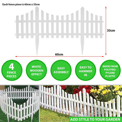 ASAB White Fence Garden Edging AS-07798 - Easy Install, Durable Plastic Panels - Ideal for Gardens, Yards, and More!