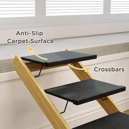 PawHut Dog Steps Dog Ramp, 3-Step Adjustable Height Pet Stairs for Medium Dogs