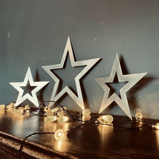 Vintage Style Steel Stars - Christmas Decorations - High Quality Metal - Set of 3