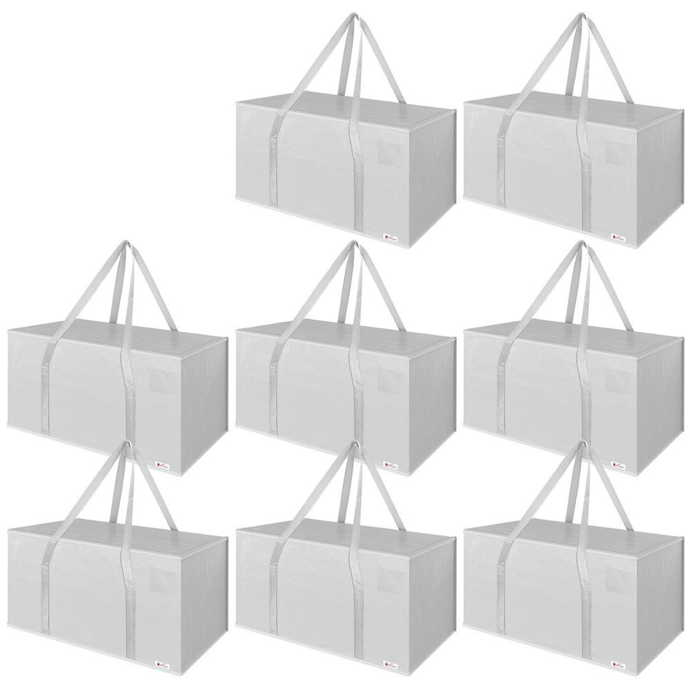 VINSANI 8PK Moving Bags Grey - Lightweight, Sturdy, Spacious & Portable - Perfect for Organizing & Moving