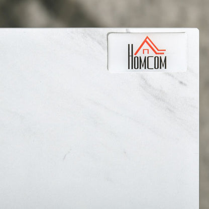 HOMCOM Modern Coffee Table Set of Two, Marble-Effect Nesting Side Tables with Steel Frame for Living Room, White and Black