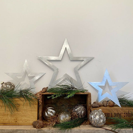 Vintage Style Steel Stars - Christmas Decorations - High Quality Metal - Set of 3