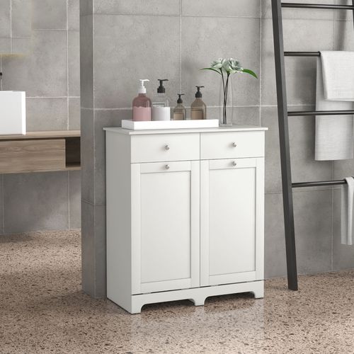 HOMCOM Modern Bathroom Cabinet with Laundry Baskets and 2 Drawers