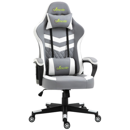 Vinsetto Revolutionary Racing Gaming Chair: Lumbar Support, Headrest, Grey White