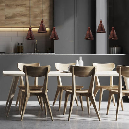 Rustic Red 3 Head Pendant Light | Metal Brushed | E27 Base | Vintage Retro Style | Long Cone Shade | High Quality