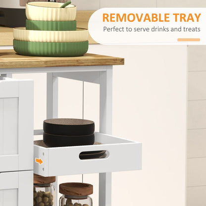 HOMCOM Rolling Kitchen Island Cart, Bar Serving Cart, Compact Trolley White