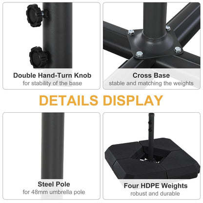 High-Quality HDPE 4-Part Fillable Parasol Base - Strong & Durable - Fits 48mm Poles - Secure & Stylish