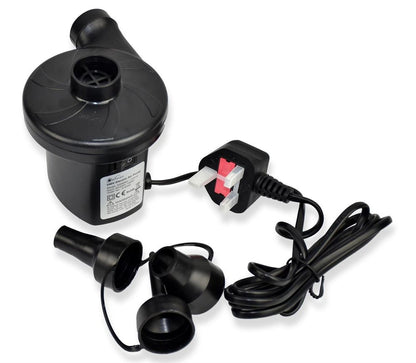 Electric Air Pump for Air Bed Mattress Inflatables Paddling Pool Beach Toys Inflator Deflator 3 Nozzles