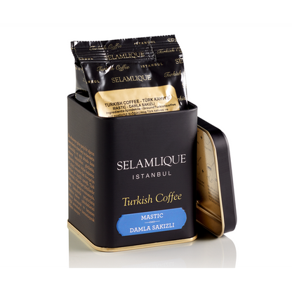 Selamlique Mastic Flavoured Ground Turkish Coffee, Turkish Mastic Flavoured Fine Grind Coffee, 1 Box of 125g