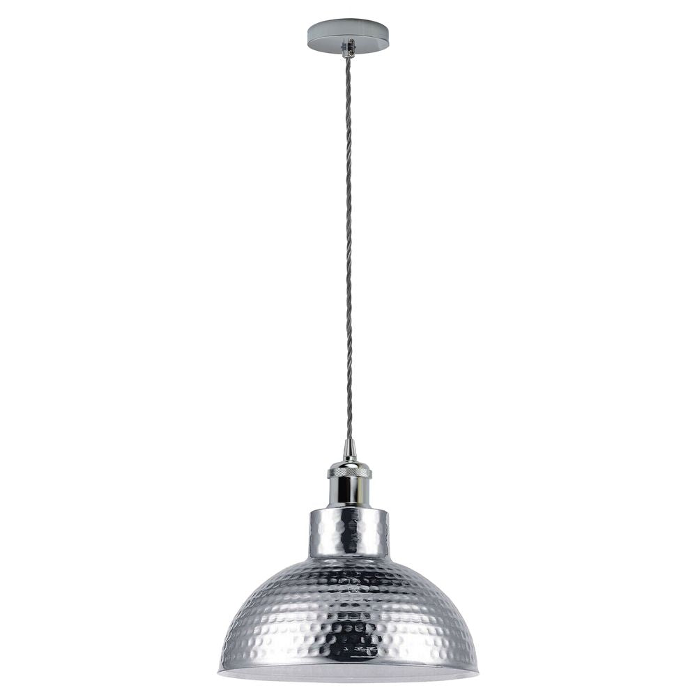 Vintage Industrial Chrome Pendant Light - High-Quality Metal Shade Hanging Lamp