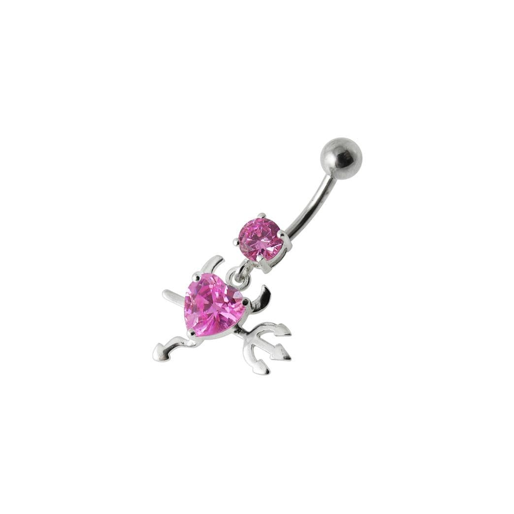 Jeweled Devil heart Dangling Belly Ring