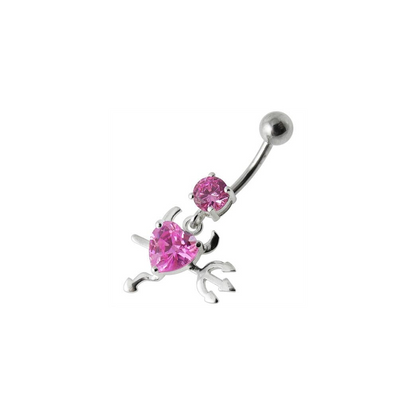 Jeweled Devil heart Dangling Belly Ring