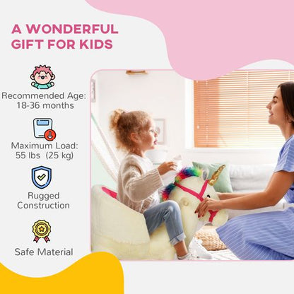 AIYAPLAY Rocking Horse Ride on Unicorn with Realistic Sound for 18-36 Months