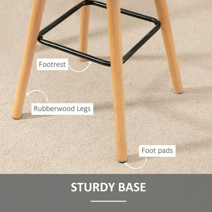 Set of 2 Grey Button-Tufted Counter Height Bar Chairs - Armless Bar Stool