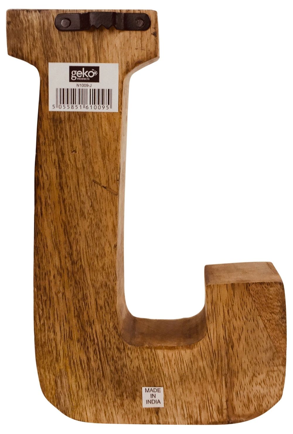 Rustic Wooden Geometric Letter J - Hand Carved, Versatile Home Decor