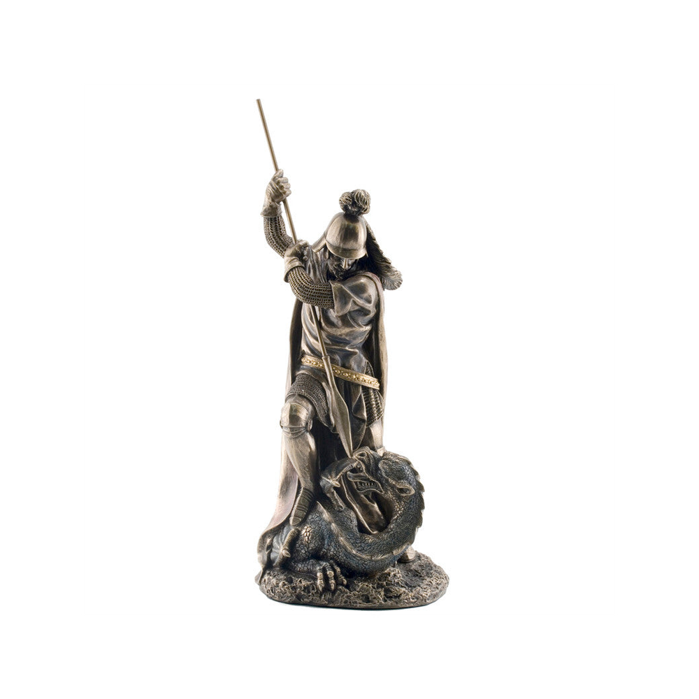 St George Vs The Dragon (hand-cast statue sculpture) 30.5cm Height