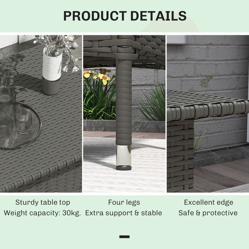 Outsunny PE Rattan Outdoor Coffee Table, Easy Match Rattan Side Table, Grey