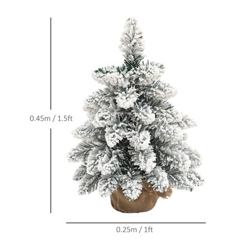 HOMCOM 2 Piece Mini Artificial Christmas Trees Flocked Tabletop Xmas Trees