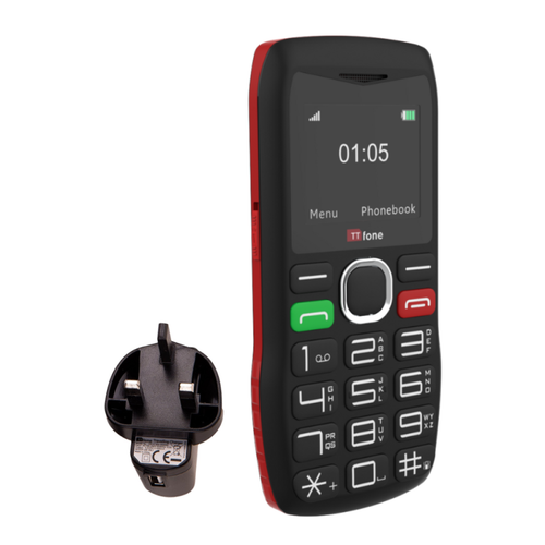 TTfone TT880 Easy-to-Use Big Button Mobile Phone with Giffgaff Pay As You Go SIM, USB C Mains Charger