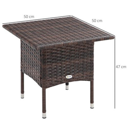 Outsunny PE Rattan Outdoor Coffee Table, Easy Match Rattan Side Table, Brown