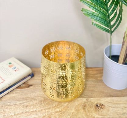 Dazzling Gold Candle Pot - 20cm | Moroccan Style | Romantic Atmosphere