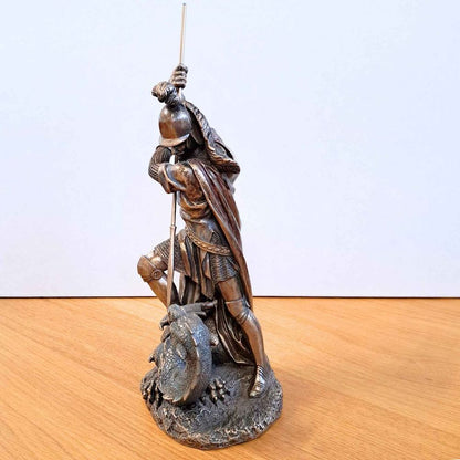 St George Vs The Dragon (hand-cast statue sculpture) 30.5cm Height
