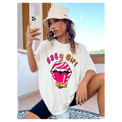 Ladies Baby Girl Printed Oversized T Shirt Top