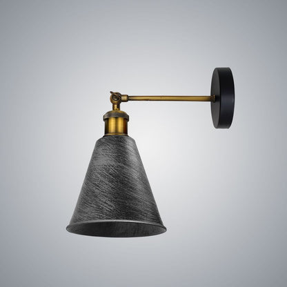 Vintage Industrial Brushed Silver Wall Sconce - Metal Wall Light - Long Arm Neck Mount - Easy Fit - High Quality