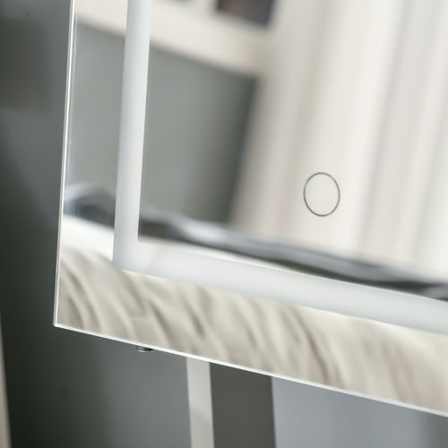 HOMCOM Mirrored Jewellery Cabinet W/ LED Light Lockable Jewellery Armoire