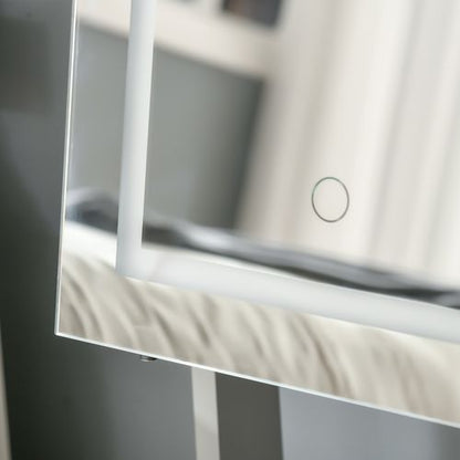 HOMCOM Mirrored Jewellery Cabinet W/ LED Light Lockable Jewellery Armoire