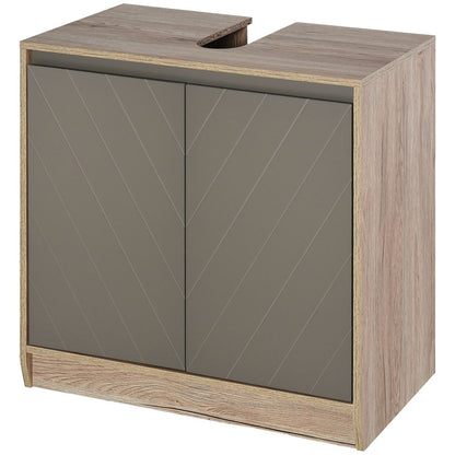 HOMCOM Under Sink Storage Cabinet Floor Standing Cupboard w/Adjustable Shelf Bathroom Cabinet 2 Doors Versatile Style Grey