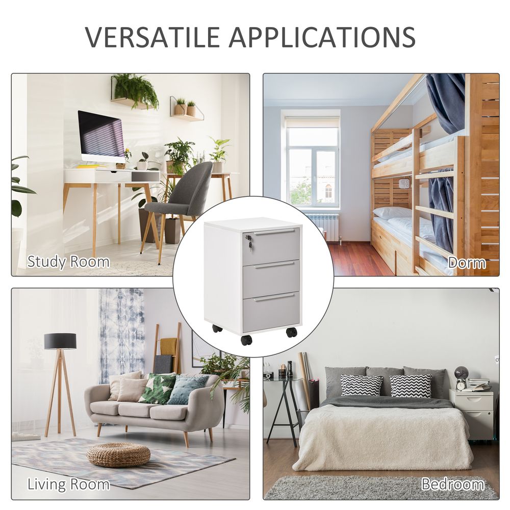 Premium 3-Drawer Locking File Cabinet | Mobile Chest | Side Table - High Quality & Easy to Move